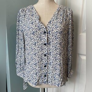 Madewell Tie-Sleeve Button down Blouse, size L